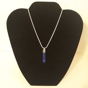 1 1/2"long handmade AZ  cut & polished stone & 16" silver 925 cable chain.